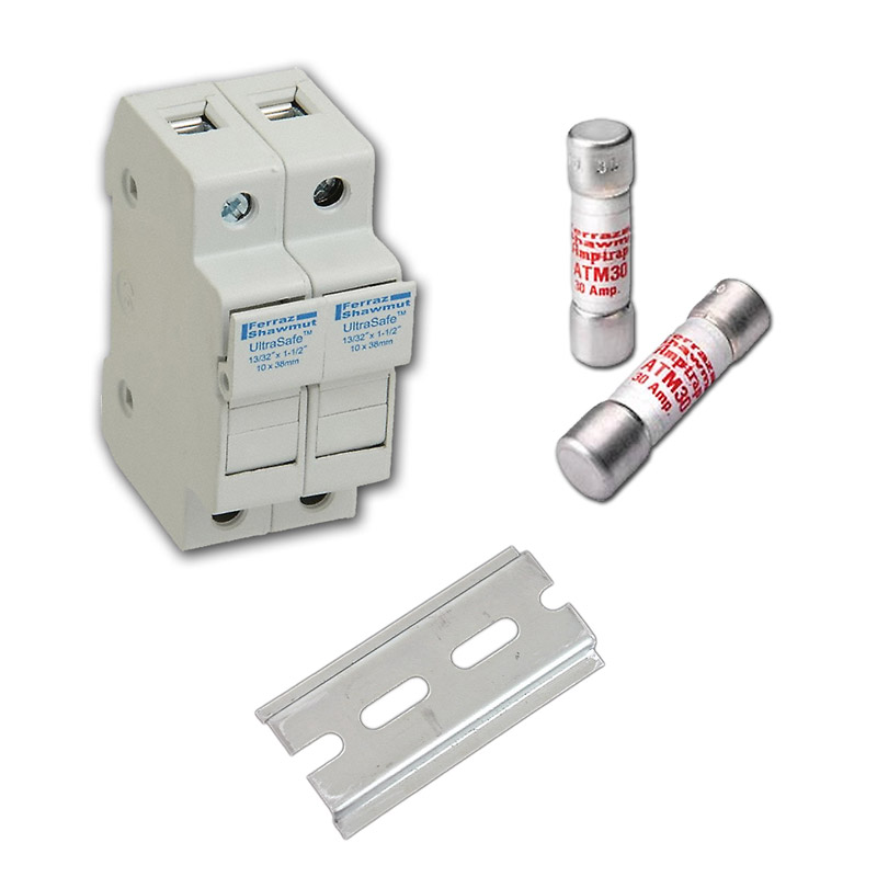 High Voltage Low Current Fuse Bundle, Includes 2 Holders, 2 Fuses and Mounting Rail